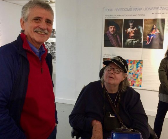 Reception for "Capture Your Freedom" at Gallery RIVAA Lawyer Phil Groner, who helped found RIVAA, visits with artist Anthony Moran.